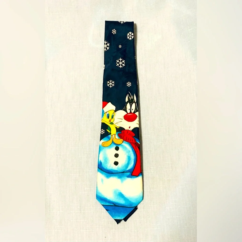 Vintage Looney Tunes Mania Sylvester & Tweety Christmas Neck Tie